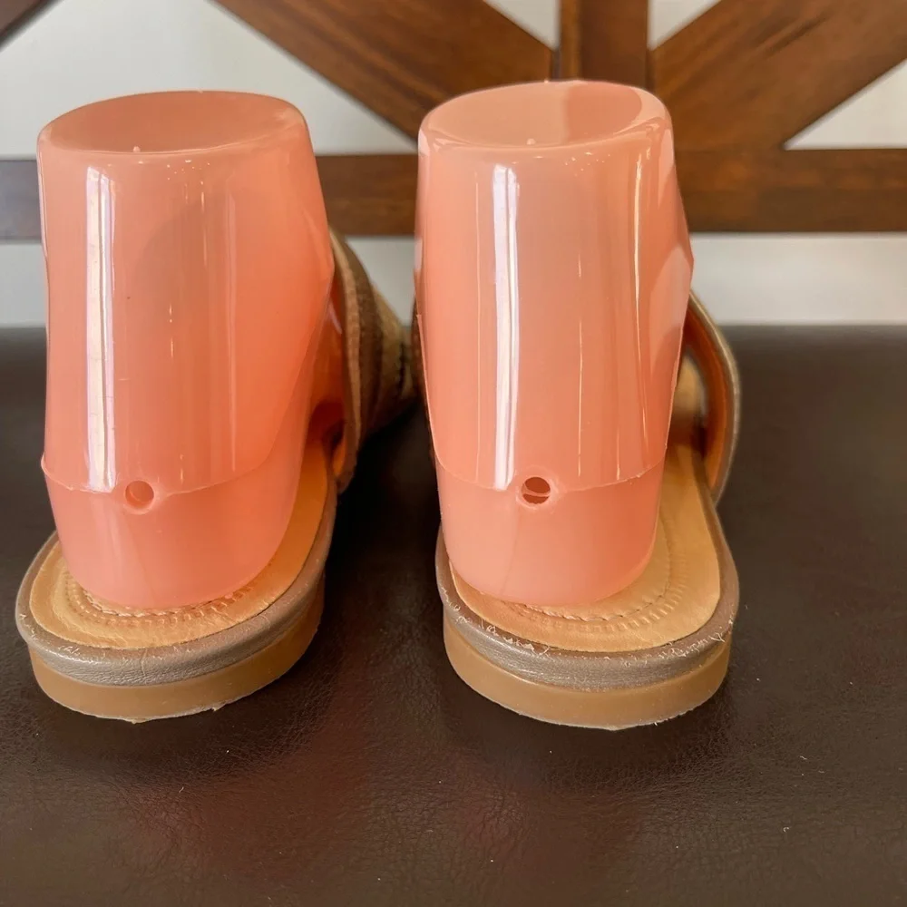 Nurture women's size 8 leather sandals neutral summer office casual slide on